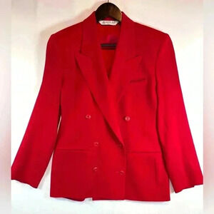 Austin Reed 100% wool double breasted blazer jacket size 6 holiday party USA red